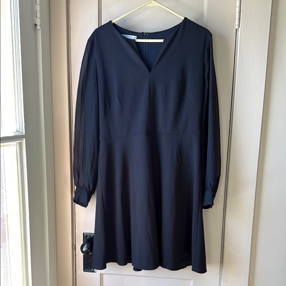 London Times Black V-Neck A-Line Dress